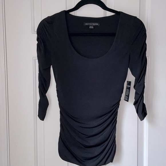 NWT- BOSTON PROPER - Slim & Shaped Ruched Top - Picture 1 of 5